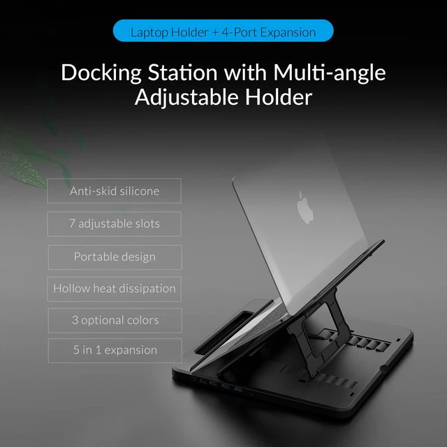 Alt view image 3 of 7 - ORICO Tablet/Laptop Laptop Cooling Stand 7 Angles Adjustable Anti-skid Silicone Hollow Heat-dissipation Portable Design White/Black/Gray