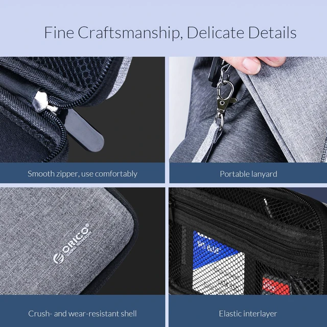 Alt view image 3 of 7 - ORICO PHB-25 Portable 2.5-Inch External Hard Drive Protect Bag Carrying Case Digital Storage Bag Travel Organizer Case For USB/Data Cable 2.5"Hard Disk PH-D1