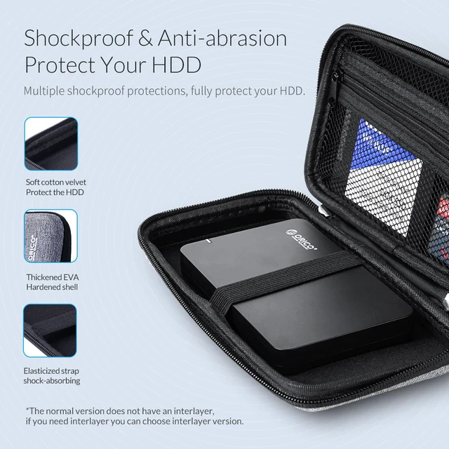 Alt view image 5 of 7 - ORICO PHB-25 Portable 2.5-Inch External Hard Drive Protect Bag Carrying Case Digital Storage Bag Travel Organizer Case For USB/Data Cable 2.5"Hard Disk PH-D1