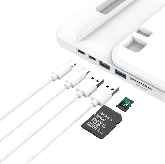 Alt view image 2 of 7 - ORICO Laptop Holder USB-C to HDMI-Compatible PD USB 3.0 HUB SD/TF Ports 7 Angles Adjustable Anti-skid Silicone Hollow Heat-dissipation