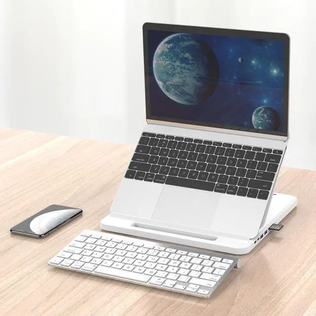 Alt view image 3 of 7 - ORICO Laptop Holder USB-C to HDMI-Compatible PD USB 3.0 HUB SD/TF Ports 7 Angles Adjustable Anti-skid Silicone Hollow Heat-dissipation