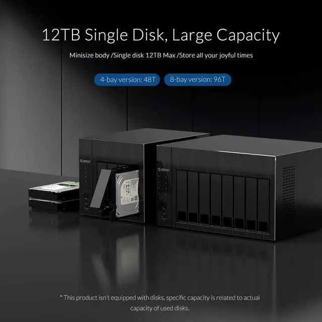 Alt view image 4 of 7 - ORICO OS Series NAS 2.5" 3.5" Hard Drive Enclosure 8 Bay Network Attached Storage with RAID Gen7 SATA to USB3.0 HDD Case