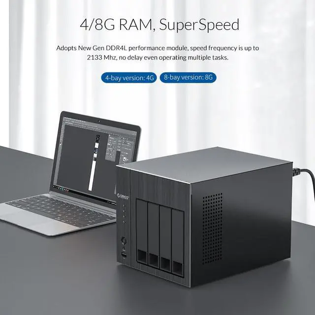 Alt view image 5 of 7 - ORICO OS Series NAS 2.5" 3.5" Hard Drive Enclosure 8 Bay Network Attached Storage with RAID Gen7 SATA to USB3.0 HDD Case