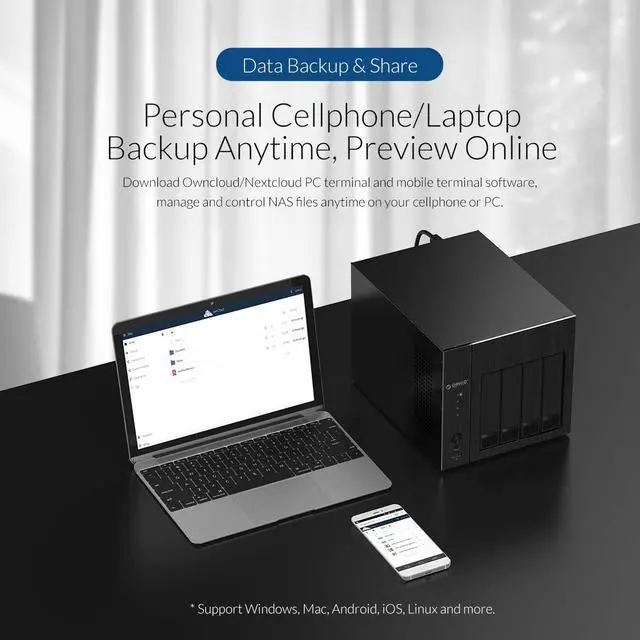 Alt view image 6 of 7 - ORICO OS Series NAS 2.5" 3.5" Hard Drive Enclosure 8 Bay Network Attached Storage with RAID Gen7 SATA to USB3.0 HDD Case