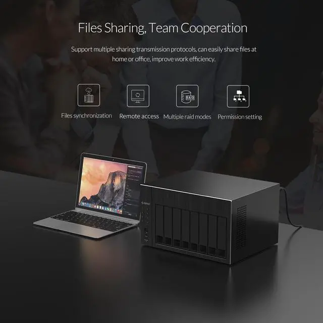 Alt view image 2 of 7 - ORICO OS Series NAS 2.5" 3.5" Hard Drive Enclosure 8 Bay Network Attached Storage with RAID Gen7 SATA to USB3.0 HDD Case