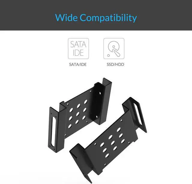 Alt view image 6 of 7 - ORICO Aluminum 2.5 " & 3.5 " SATA or IDE HDD or SSD to 5.25 Bracket 2.5 to 5.25 or 3.5 to 5.25 Hard Drive Bay Converter Mounting Bracket Adapter -Black (AC52535-1S-V1)