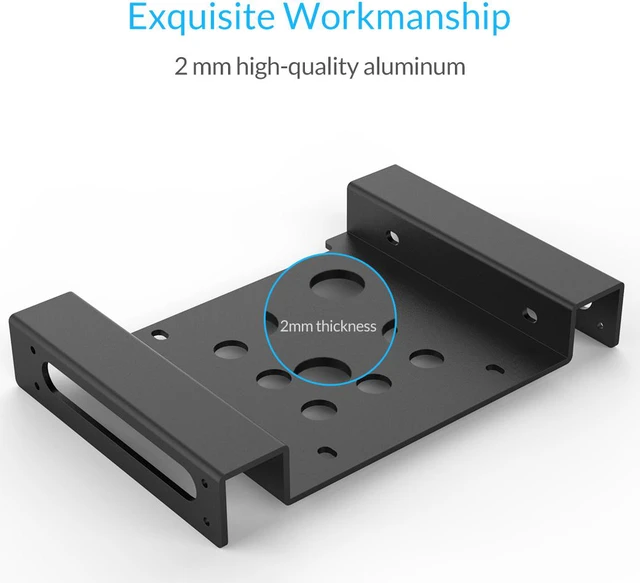 Alt view image 5 of 7 - ORICO Aluminum 2.5 " & 3.5 " SATA or IDE HDD or SSD to 5.25 Bracket 2.5 to 5.25 or 3.5 to 5.25 Hard Drive Bay Converter Mounting Bracket Adapter -Black (AC52535-1S-V1)
