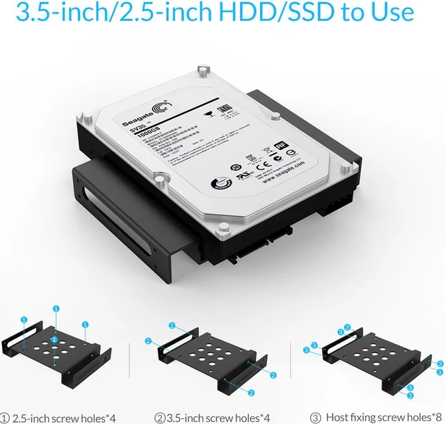 Alt view image 2 of 7 - ORICO Aluminum 2.5 " & 3.5 " SATA or IDE HDD or SSD to 5.25 Bracket 2.5 to 5.25 or 3.5 to 5.25 Hard Drive Bay Converter Mounting Bracket Adapter -Black (AC52535-1S-V1)