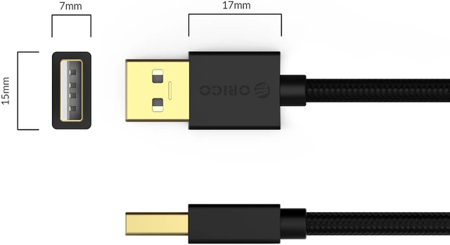 Alt view image 7 of 7 - ORICO USB2.0 to USB 2.0 Male to Male Extension Cable - Black with Gold Plated Connectors 1.64ft-6.6ft 0.5m to 2m