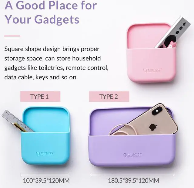 Alt view image 3 of 7 - ORICO Home Wall-mounted Silicone Storage Box Kitchen Holder Bathroom Shower Accessory Bedroom Organizer Box Storage Holder SG-W1