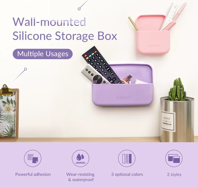 Alt view image 3 of 7 - ORICO Home Wall-mounted Silicone Storage Box Kitchen Holder Bathroom Shower Accessory Bedroom Organizer Box Storage Holder SG-W1