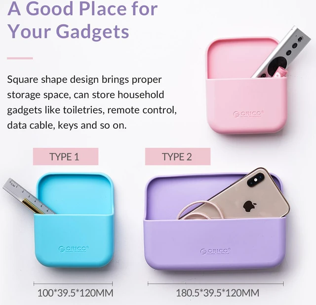 Alt view image 4 of 7 - ORICO Home Wall-mounted Silicone Storage Box Kitchen Holder Bathroom Shower Accessory Bedroom Organizer Box Storage Holder SG-W1