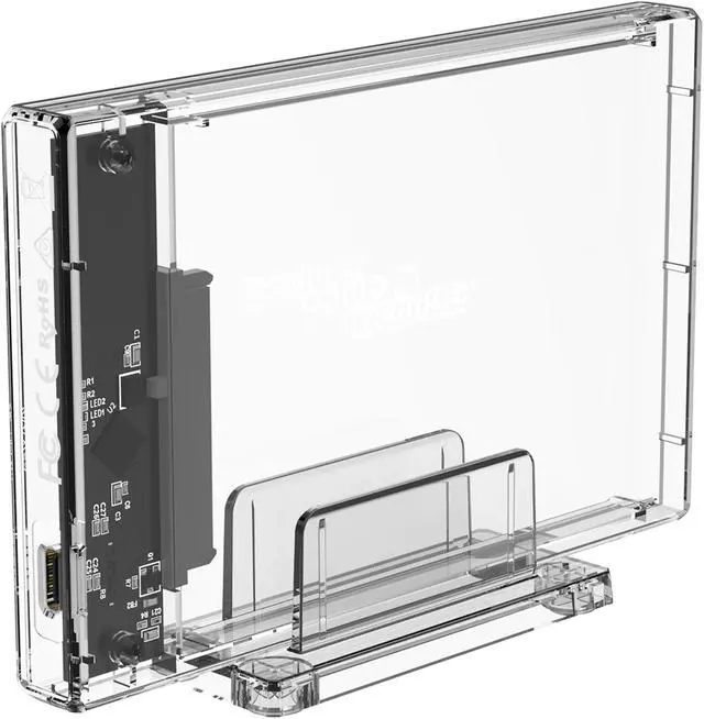 Alt view image 2 of 2 - ORICO 4TB Type-C USB 3.1 HDD Enclosure 2.5 inch External Hard Drive Disk Tool Free Enclosure case  for 7mm-9.5mm SATA HDD SSD - Transparent (2159C3)