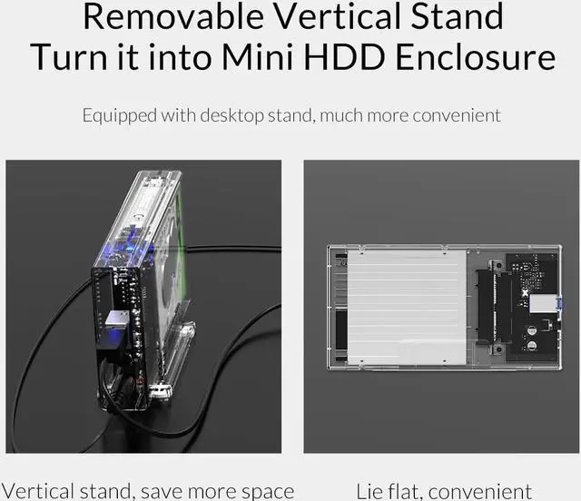 Alt view image 2 of 7 - ORICO 2 Bay Dual Bay 2.5'' HDD Enclosure With Raid Function SATA to USB 3.0 Transparent Hard Drive Box Support UASP for 2.5 inch 7-9.5 mm Support UASP protocol SATA III Tool Free Up to 6TB