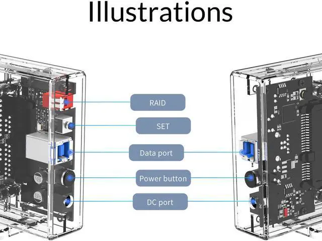 Alt view image 3 of 7 - ORICO 2 Bay Dual Bay 2.5'' HDD Enclosure With Raid Function SATA to USB 3.0 Transparent Hard Drive Box Support UASP for 2.5 inch 7-9.5 mm Support UASP protocol SATA III Tool Free Up to 6TB
