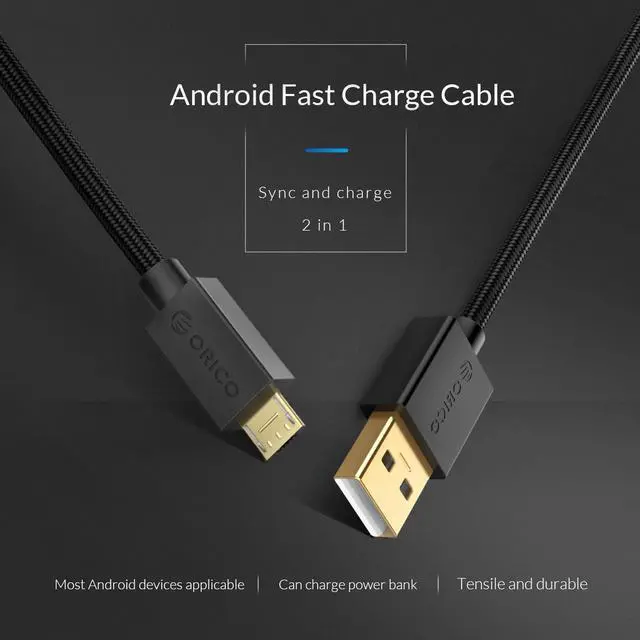 Alt view image 3 of 7 - ORICO USB 2.0 A to Micro-B Cable (M/M),USB 2.0 to USB Micro-B, Fast Charging Cable 1.64ft to 6.6ft Gold-plate Interface for 2.5/3.5 in HDD SSD M.2 SSD and HDD Enclosures