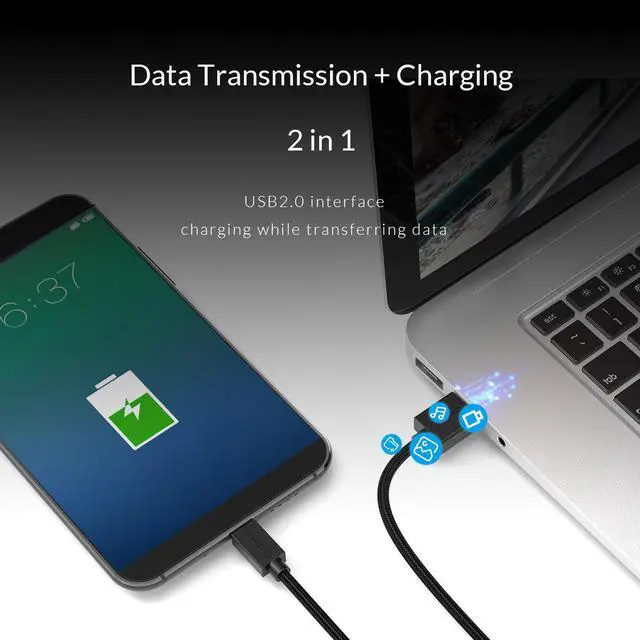 Alt view image 4 of 7 - ORICO USB 2.0 A to Micro-B Cable (M/M),USB 2.0 to USB Micro-B, Fast Charging Cable 1.64ft to 6.6ft Gold-plate Interface for 2.5/3.5 in HDD SSD M.2 SSD and HDD Enclosures
