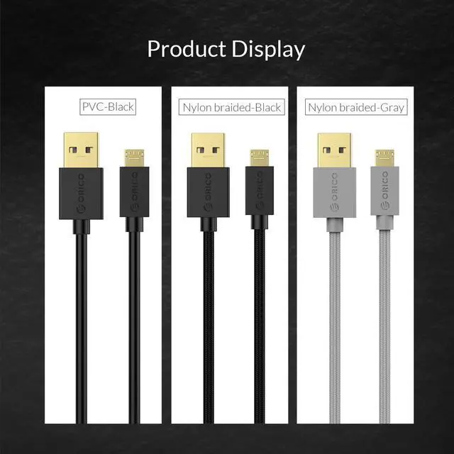 Alt view image 2 of 7 - ORICO USB 2.0 A to Micro-B Cable (M/M),USB 2.0 to USB Micro-B, Fast Charging Cable 1.64ft to 6.6ft Gold-plate Interface for 2.5/3.5 in HDD SSD M.2 SSD and HDD Enclosures