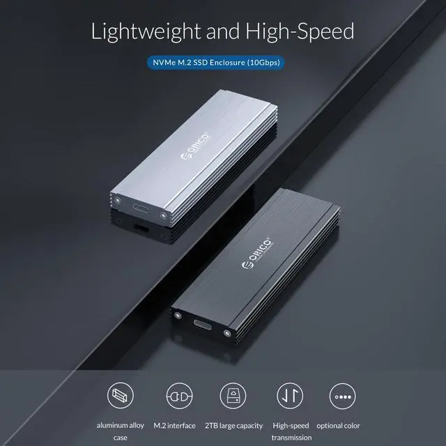 Alt view image 2 of 7 - ORICO Aluminium  Nvme M.2 SSD Enclosure 10Gbps USB C Hard Drive Enclosure Support UASP Trim & Smart Sleep Function With C to C Cable
