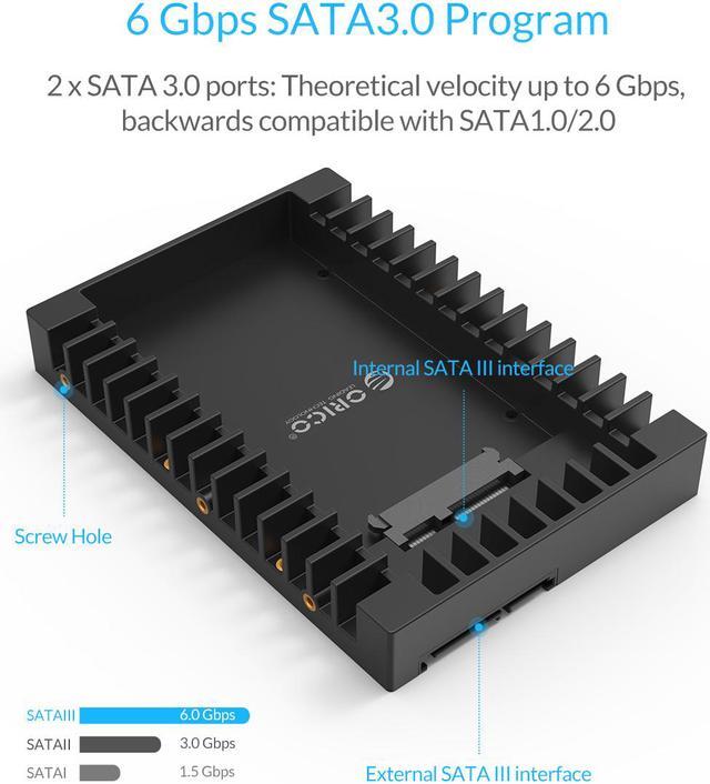 Alt view image 2 of 7 - ORICO Hard Drive Caddy 2.5inch to 3.5inch Support SATA 3.0 To USB 3.0 6Gbps Support 7 / 9.5 /12.5mm 2.5 inch SATA HDDs and SSDs (1125SS)