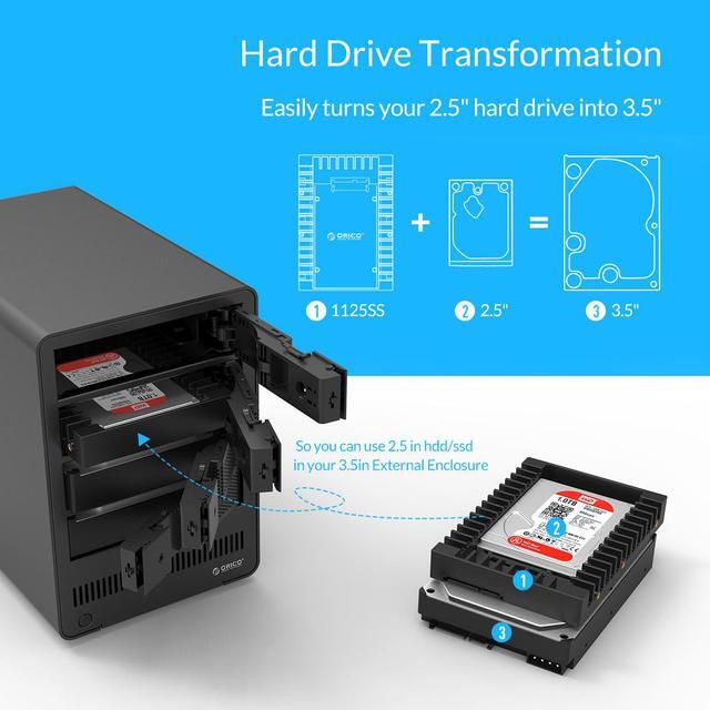 Alt view image 5 of 7 - ORICO Hard Drive Caddy 2.5inch to 3.5inch Support SATA 3.0 To USB 3.0 6Gbps Support 7 / 9.5 /12.5mm 2.5 inch SATA HDDs and SSDs (1125SS)