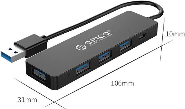 Alt view image 7 of 7 - 4 Port USB3.0 HUB, ORICO 5Gbps 4 Ports USB Splitter OTG Adapter  With Power Supply Interface (30CM) for MacBook Laptop PC Tablet Computer