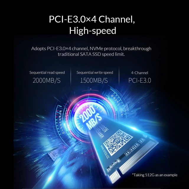 Alt view image 5 of 7 - ORICO M.2 NVMe SSD 1TB PCIe Gen3. X4, NVMe 1.3 64L 3D NAND QLC Internal Solid State Drive 2280 for Desktop Laptop (V500)