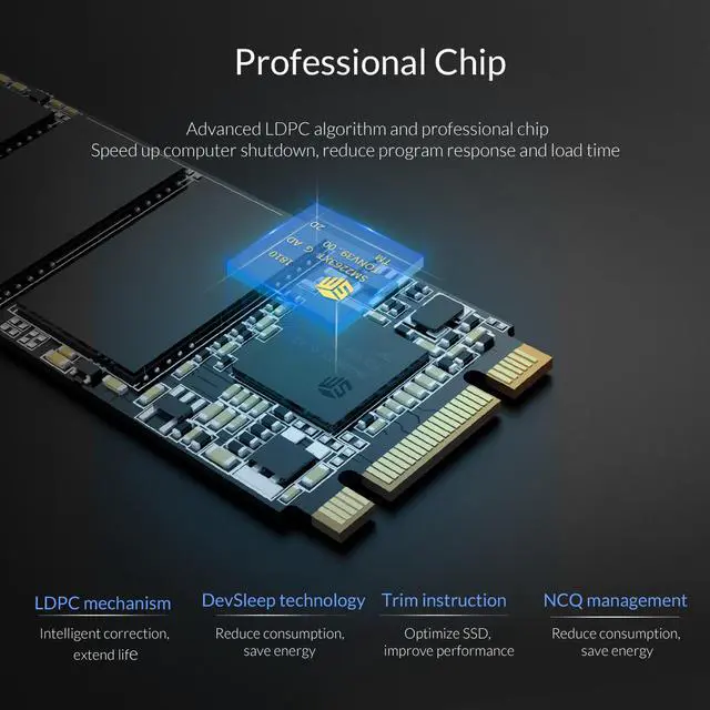 Alt view image 4 of 7 - ORICO M.2 2280 SATA3.0 512GB M.2 NGFF SSD 3D NAND TLC Internal Solid State Drive (SSD) for Desktop Notebook Standrad M.2 SATA SSD (N300)