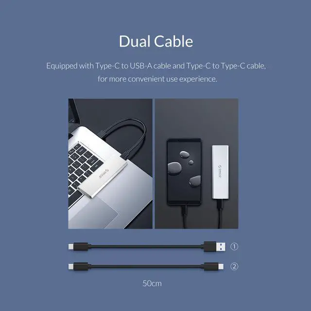 Alt view image 4 of 7 - ORICO M.2 SSD Case NVME Enclosure M.2 to USB Type C 3.1 SSD Adapter Support UASP 10Gbps for 2230 2242 2260 2280 nvme M.2 SSD Case