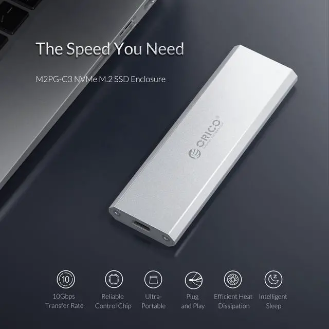 Alt view image 2 of 7 - ORICO M.2 SSD Case NVME Enclosure M.2 to USB Type C 3.1 SSD Adapter Support UASP 10Gbps for 2230 2242 2260 2280 nvme M.2 SSD Case