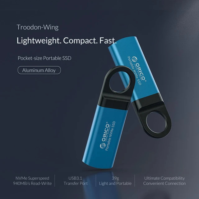 Alt view image 2 of 7 - ORICO 256GB Extreme Portable External M.2 Nvme SSD Mini External Solid State Drive with NVMe Interface USB C 3.1 10Gbps Solid State Drive (GV100 Blue)