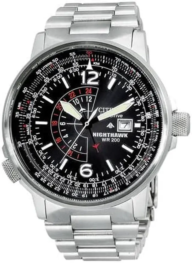 Main image of Citizen Quartz Eco Drive Nighthawk Stainless Steel Men's Watch CZ BJ7000-52E
