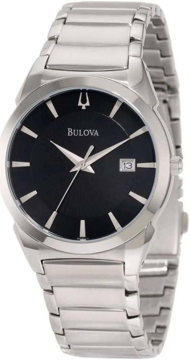 Alt view image 5 of 20 - Bulova Steel Bracelet Date Window Black Dial Men's watch #96B149