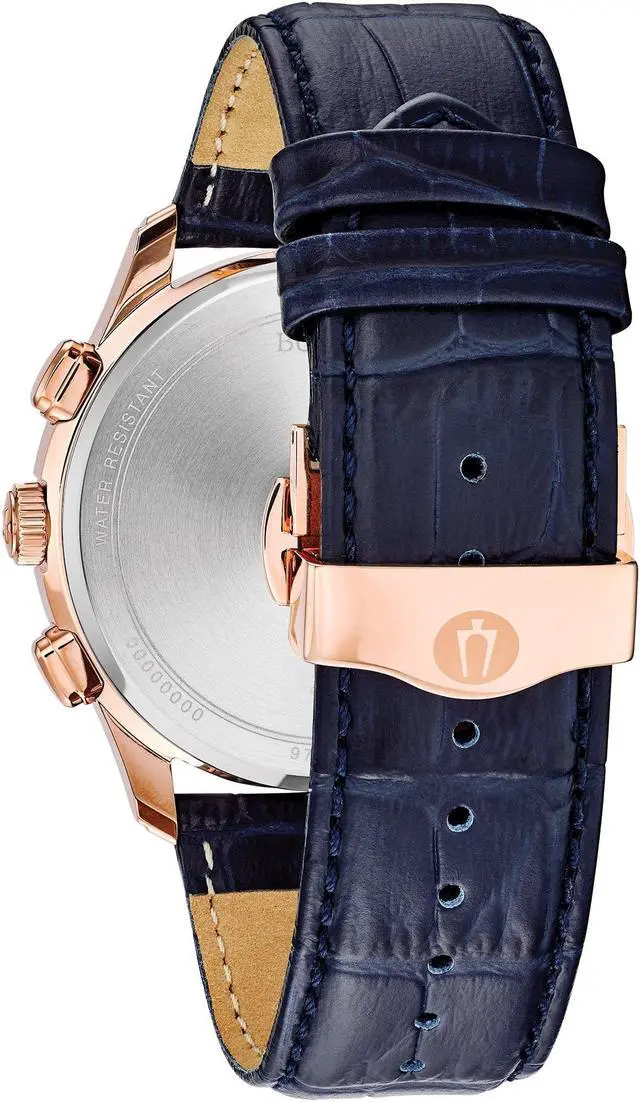 Alt view image 2 of 18 - Bulova Wilton Chronograph Mens Blue Dial Quartz Watch 97B170