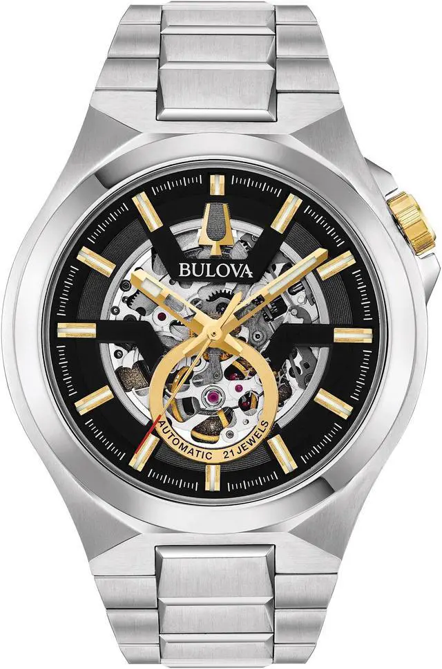 Main image of Bulova Maquina Stainless Steel Mens Swiss Automatic Watch 98A224