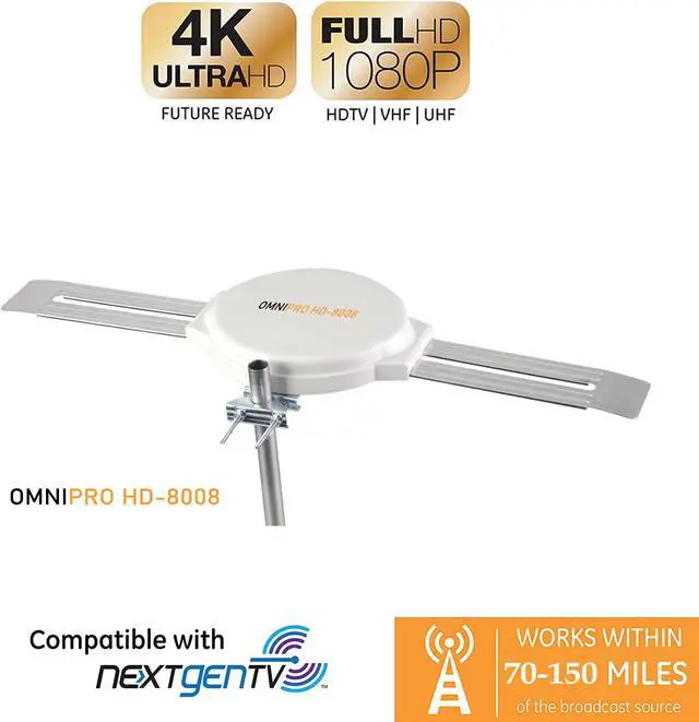 Alt view image 4 of 7 - LAVA HD-8008, Outdoor TV Antenna Omnidirectional 360 Degree HD TV 4K Omnipro Amplified TV Antenna OmniPro HD-8008 + Installation Kit