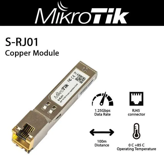 Main image of Mikrotik S-RJ01 SFP 1.25Gbps 10/100/1000 100m Converter RJ45 Copper Module