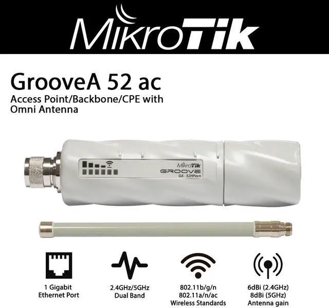 Alt view image 2 of 2 - MikroTik RouterBOARD GrooveA 52 ac wireless 2.4/5GHz 802.11ac (RBGrooveGA-52HPacn-US)