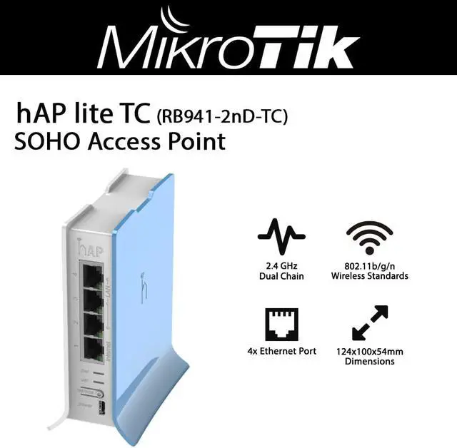 Alt view image 7 of 9 - Mikrotik RB941-2nD-TC hAP Lite 32MB 4 X 10/100 2.4Ghz 802.11b/g/n 2x2 OSL4