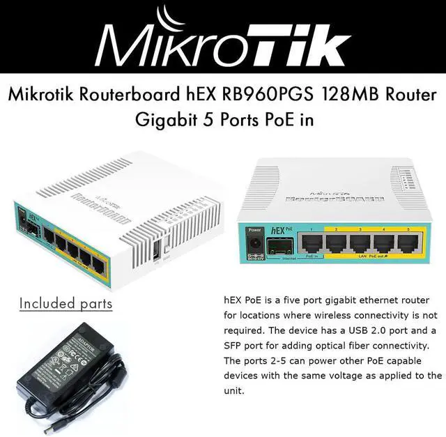 Alt view image 2 of 5 - MikroTik - RB960PGS - RouterBOARD hEX PoE with 800MHz CPU, 128MB RAM, 5x Gigabit LAN ports (4x with PoE Out), USB,