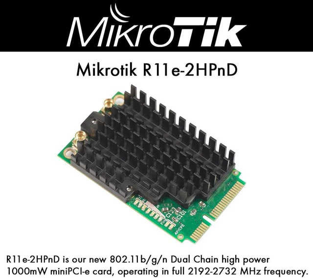 Alt view image 2 of 2 - Mikrotik R11e-2HPnD, 1000mW 11b/g/n Dual Chain mini PCI-e card MMCX