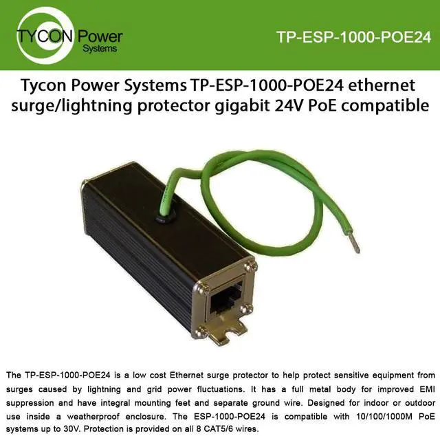 Main image of Tycon TP-ESP-1000-POE24 10/100/1000Mbps 24VPOE Network Lightning/Surge Protec