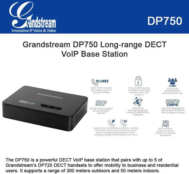 Alt view image 5 of 5 - Grandstream Dp750 Phone Base Station