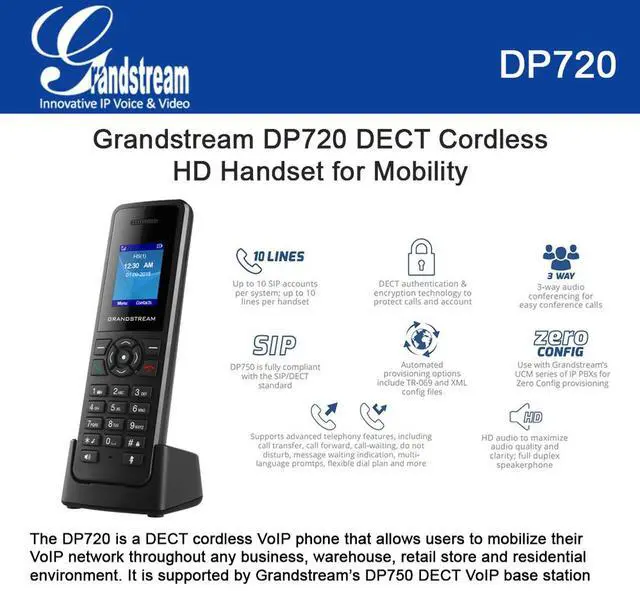 Alt view image 8 of 11 - GRANDSTREAM DP720 DECT CORDLESS IP PHONE RANGE OF