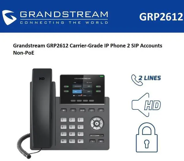 Alt view image 3 of 5 - Grandstream Grp2612 Ip Phone - Corded - Corded - Wall Mountable Desktop