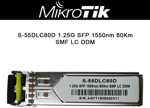 Main image of Mikrotik S-55DLC80D 1.25G SFP 1550nm 80Km SMF LC DDM