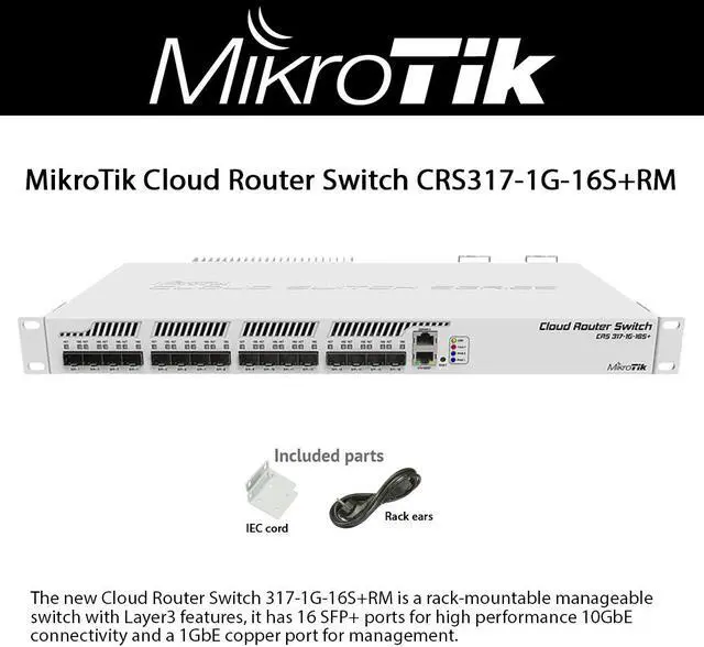 Alt view image 4 of 11 - MikroTik - CRS317-1G-16S+RM - Cloud Router Switch 317-1G-16S+RM with 800MHz CPU, 1GB RAM, 1x Gigabit LAN, 16x SFP+