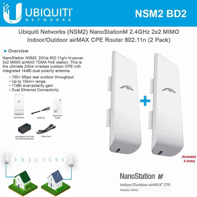 Ubiquiti NSM2 NanoStation M2 2.4GHz Indoor/Outdoor airMAX CPE 150+