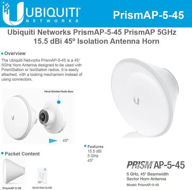 Alt view image 3 of 10 - Ubiquiti Networks PRISMAP-5-45 5 Ghz Prismap Antenna 45