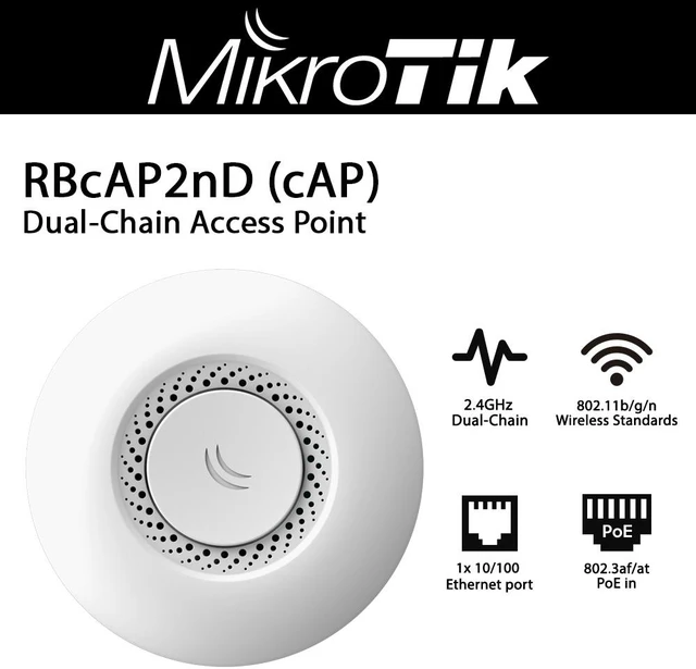 Main image of Mikrotik RBcAP2nD 2.4GHz Dual-Chain Ceiling Access Point with 802.11b/g/n Support